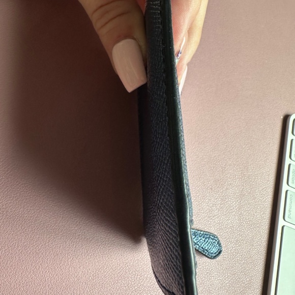 Coach Metallic Blue ID Coin Case with ID window and keychain - Picture 5 of 6